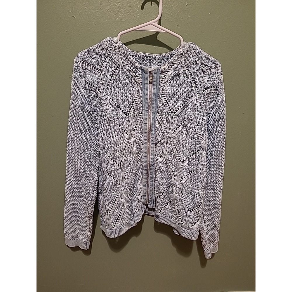 Vintage‎ Blue Willi's Denmark Cable Knit Jacket Sweater DenimFull Zip